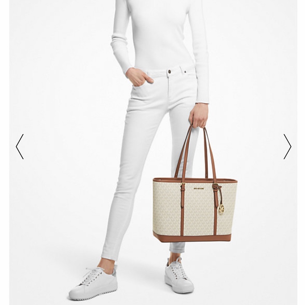 MICHAEL KORS
Jet Set Travel Large Logo Tote Shoulder Bag
COLOR VANILLA 
NWT - Picture 2 of 16
